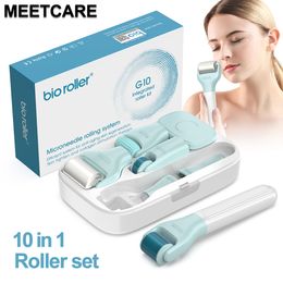 10 en 1 Bio Roller Professionnel Derma Roller Pour Microneedle Mésothérapie Supprimer Les Rides Hydratation De La Peau Blanchiment Lifting Du Visage