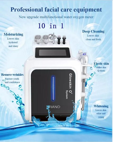 10 en 1 Hydra Dermabrasion Cuidado de la piel Salón Equipo de belleza Spa Aqua Hydro Water Peeling Machine Dispositivo facial de hidrodermoabrasión