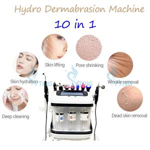 10 dans 1 Hydra Machine Microdermabrasion Nettoyage de la peau Hydro Dermabrasion RF Skin Magniping Black Repoval Facial Levage