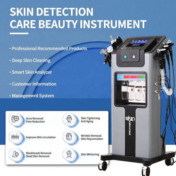 10 en 1 machine de microdermabrasion de soins du visage d'hydre avec l'analyseur de peau masseur facial nettoyant l'équipement de beauté d'hydre