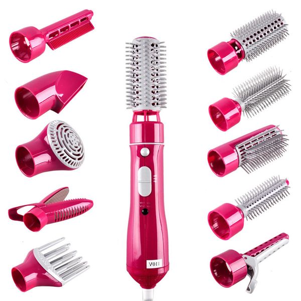 10 In1 DIY Multifonctionnel Bigoudis Rouleau De Cheveux Brosse À Air Chaud Sèche-Cheveux Brosse Cortes De Cabello Outils Cabello Styler Cheveux Lisser Fers