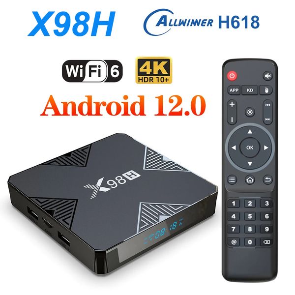 Smart TV BOX X98H Android 12 Allwinner H618 BT5.0 Wifi 6 2.4G 5G 4K lecteur multimédia décodeur VS T95Z PLUS