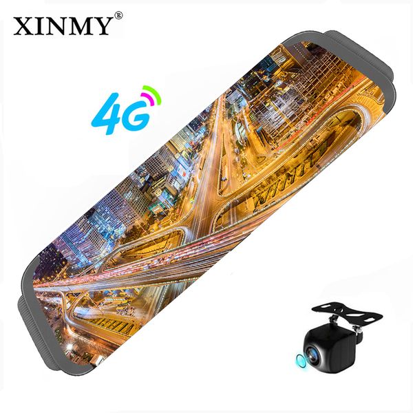 Réseau mondial 4G 10 pouces flux multimédia rétroviseur double HD 1080P caméras lentille voiture DVR GPS Navigation ADAS