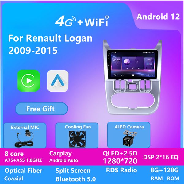 Lecteur Dvd vidéo de voiture Android 10 pouces 4G SIM 8core pour Renault DUSTER/LOGAN 2009-2013 Radio stéréo AndroidAuto