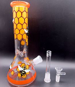 10 pouces belle abeille motif épaississement narguilés bang télécommande bécher en verre bang narguilé halloween pipe à eau bouteilles dab rig