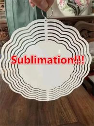 10 POUCES Blanc Sublimation Vent Spinner Sublimer Métal Peinture Ornement Double Faces Blancs DIY Cadeaux De Fête De Noël Halloween Décoration FY5352