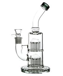 Style de bouteille de 10 pouces Verre clair foncé Deux couches Peigne de masse Plates-formes pétrolières Dab Rig Fumer des conduites d'eau Turbine Percolateur Top Open Glass Bongs