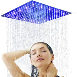 Tête de pulvérisateur de pluie ultra mince carrée de robinet de douche à DEL en nickel brossé de 10 pouces