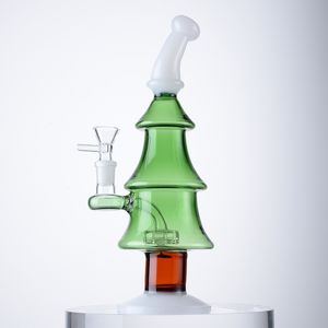 10 pulgadas Estilo navideño Bongs Árbol de Navidad Cachimbas Cabezal de ducha Perc Mini Pequeño aceite Dab Rigs 5 mm Bong de vidrio grueso 14 mm Junta hembra con tazón