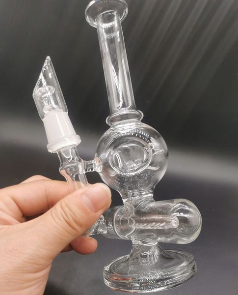 10 pulgadas de estilo clásico de vidrio transparente Bong Hookah con filtros Oil Dab Rigs pipa para fumar con accesorios para uñas