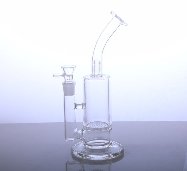 El burbujeador de cristal claro de la cachimba de 10 pulgadas bong el tubo que fuma con el panal y el protector contra salpicaduras Plataforma de lenguado de aceite SG-03