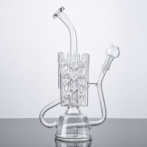 10 pouces Clear des nargues en ligne Perc Verre Bong Bong Percolateur Swiss Huile DAB Recycler Recycler Tourneau Joix de 14 mm avec ongle et dôme