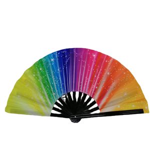 10-inch ventilator Bamboo Bone 33cm Rainbow Fan Populaire doek Kkung Fu Fan Rainbow veelkleurige ringventilator stevig voor uitvoeringen