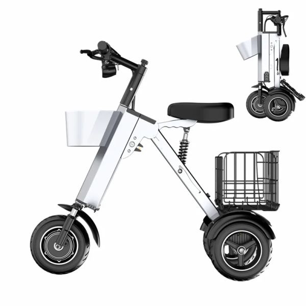 Tricycle électrique pliable de 10 pouces pour adultes 36 V mini scooter électrique vélo portable 3 roues en vélo avec fonction inverse
