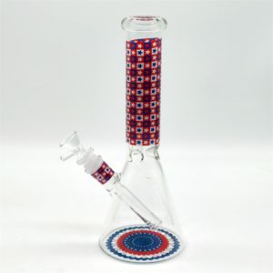 10 inch glazen beker bongs us strip vlag vlag blauw whit kubus stijlen ster bedwelmende bong hookah traingle olieligingen bubbler water pijp bong tabak roken 14 mm kom