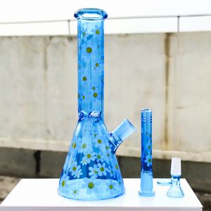 10 inch glazen beker waterpijpen verscheidenheid ontwerp blauw getinte Daisy Heady bong waterpijp traingle olieplatforms bubbler waterpijp bong tabak roken rookpijpen waterpijpen 14 mm kom