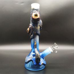 Bang en verre de 10 pouces Heady Bong Pipe à eau 3D BluePurpleGreen Glow in The Dark Monster Eyeballs Dab Rig Hookah Fumer Bubbler 14mm BowlStem