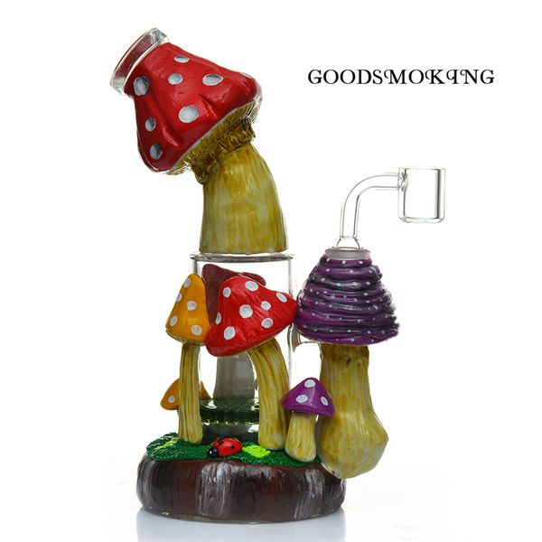 10 pulgadas Glass Bong Mushroom smoke pipas de agua Hookah con pintura a mano 4 mm de espesor varios estilos