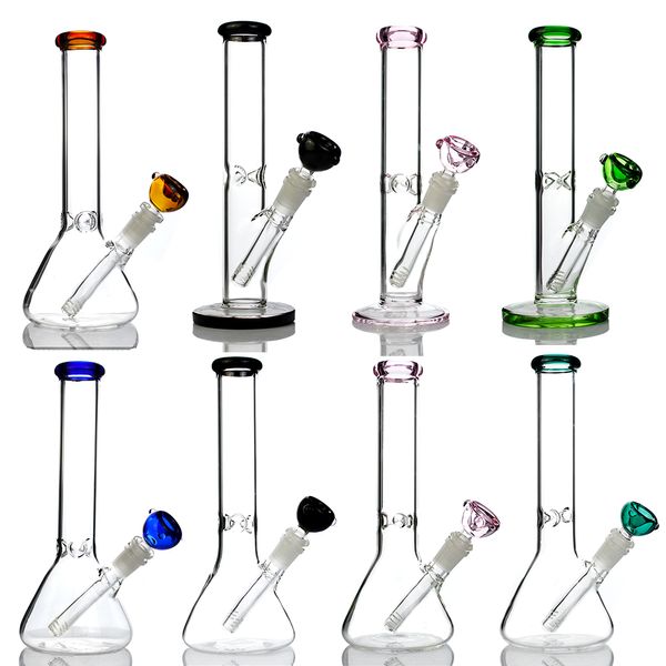 10 pulgadas Beaker Bong Hookah Pink Glass Water Pipe Big Straight Tube Dab Oil Rigs Reciclador alto para fumar Accesorios