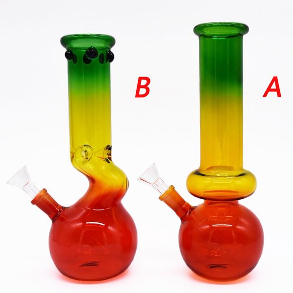 10 pulgadas Vaso de gradiente Percolador Pipa para fumar Dos tipos Bongs de vidrio para cachimba Disco con puños de vidrio colorido Shisha Tabaco Dab Rig Tubos 14 mm Accesorios para juntas femeninas