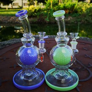 Bongs en verre narguilés colorés pomme de douche Perc boule conduites d'eau 14mm joint femelle 4mm d'épaisseur bécher enivrant huile Dab plates-formes avec bol XL-1971