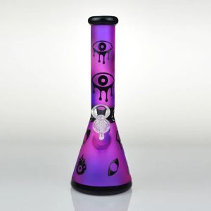 10 pulgadas Hookah Bong de vidrio con chorro de arena Tubería de agua Bongs de vaso para fumar Colector de ceniza de hielo Dab Plataformas petrolíferas Tubos de burbujeador Tazón de 14 mm Downstem LL