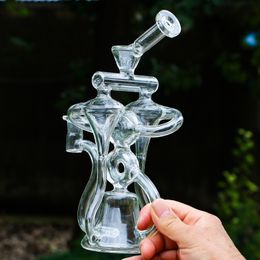 10 Inch Waterpijpen Dubbele Recycler Beker Glazen Bong Inline Percolator Zwaartekracht Roken Waterleidingen Met 14mm Gezamenlijke Kom