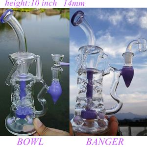 10 pouces nouvelle arrivée conduites d'eau en verre verre recycleur brûleur à mazout dabbers avec pomme de douche perc violet verre bong 14mm joint femelle