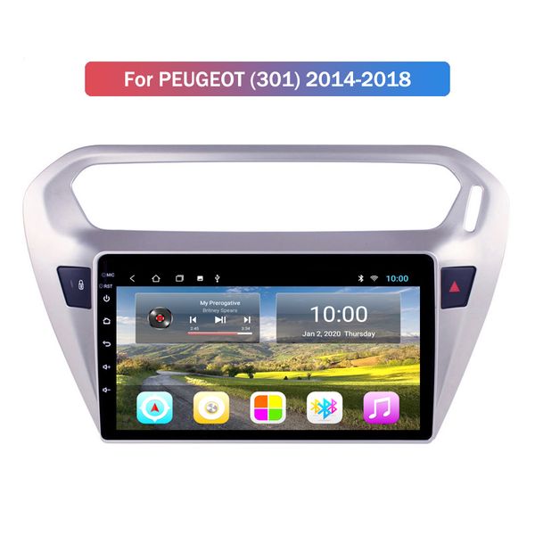 Système Android GPS combinaison Car radio vidéo DVD Navigation Navigation 10 pouces Nouveau modèle pour Peugeot 301 2014-2018