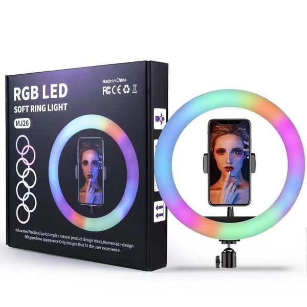 10 pouces RGB Ring Light trépied LED Ring-Light Selfie Ring-Light avec support RGB 26CM lumière vidéo pour Youtube Tik Tok