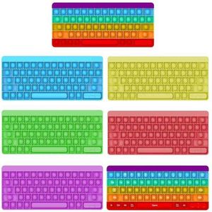 10 PULGADAS teclado de silicona empujar burbujas popper grande jumbo gigante arco iris color burbujas poppers sensorial fidget dedo rompecabezas teclado juguetes letras imprimir G68UI7W