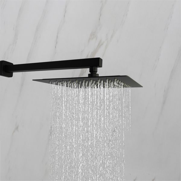 Conjunto de ducha de lluvia de baño de baño cuadrado de 10 pulgadas Sistema de ducha de ducha de lluvia montada en la pared del techo Acabado de oro cepillado negro