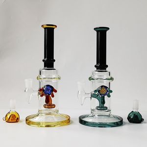 10 pouces tube droit verre pipe à eau narguilés capiteux bangs pommeau de douche épais perc évasé embout 14mm joint femelle huile dab plate-forme avec bol