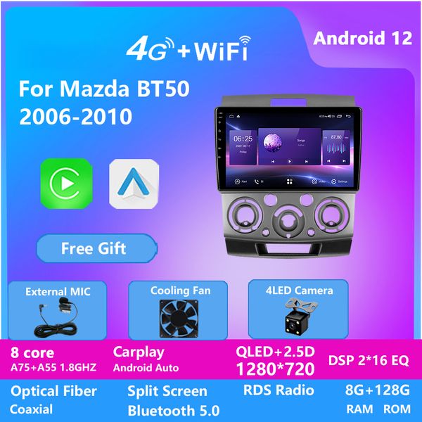 10 pouces écran tactile vidéo Android Auto système de navigation GPS autoradio stéréo Audio lecteur Dvd pour Mazda BT-50 2006-2010 dsp