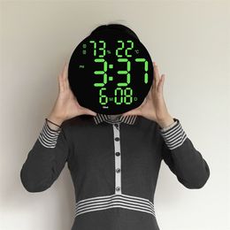 Horloge murale numérique de 10 pouces, grand écran, affichage de l'heure/semaine/date/température, horloges de salon de style nordique 220801