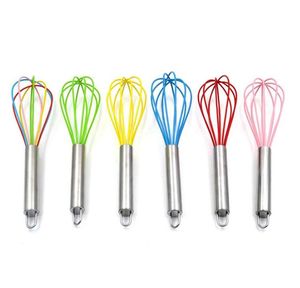 10 Inch Draad Whisks Roerder Mixer Eieren Kleerkleur Siliconen Egg Whisk Roestvrijstalen Handvat Huishoudelijke Bakken Tool