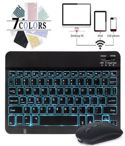 10 pouces avec rétro-éclairage RVB clavier et souris Bluetooth sans fil pour téléphone portable tablette ordinateur portable Epacket299P9864382