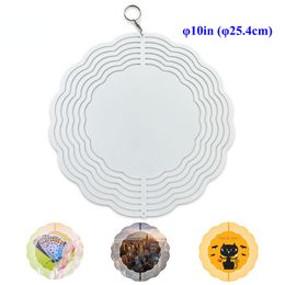 Spinners à vent 3D imprimables par Sublimation en aluminium, 10 pouces, Double face brillant, cercle rond blanc, décoration suspendue à faire soi-même