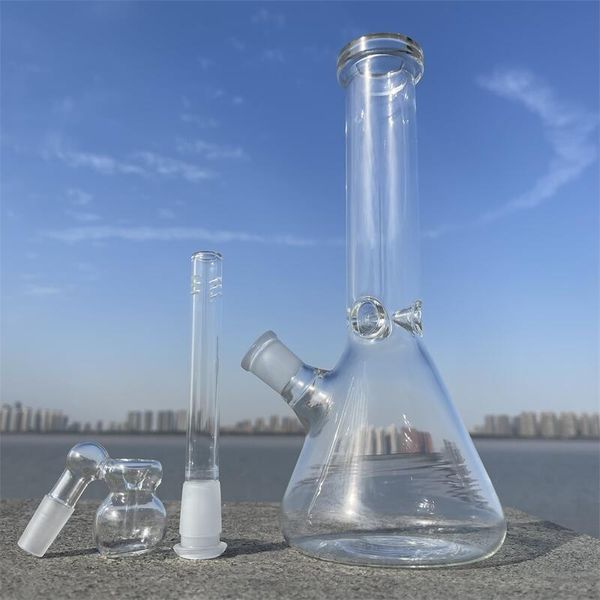 10 pouces de gros tuyaux en verre Bongs Bogue-narguilé Bong Bong 9 mm 7 mm épaisseur Super épaisseur d'eau avec 14,4 mm Bol conjoint mâle