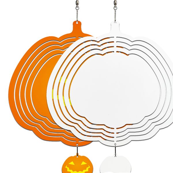 10 pouces Noël Double Face Sublimation Blancs Citrouille/Crâne Wind Spinners Pour La Décoration D'halloween Personnalisée