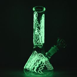 Jellyfish Dab Rigs Glow in The Dark Glass Beker Bongs Hookahs 10 Inches Waterleidingen Vrouwelijke Joint 18mm met Bowl GID04