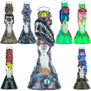 Glass Beaker bong 10 pulgadas Huggy Wuggy Granny Monster Horror Games de terror Funny Octopus Dab Dab Time Water Water Tip Tip Tip Tuber Dry Glass Rig Heady Halloween