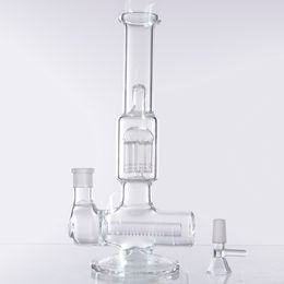 10 inches waterpijp Dubbele filtering Clear Glass Bong Inline Perc Paddestoel Oil Rigs Recycler Roken Waterpijp Grootte met 14,4 mm Joint