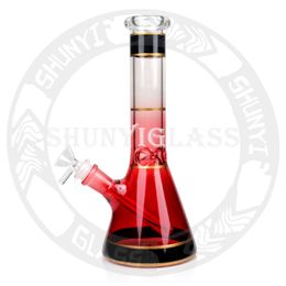 10 pouces narguilé bécher rouge bongs DAB Oil Rig Recycler accessoire de fumer pour tabac bong tuyau d'eau 14.4mm taille de joint