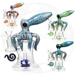 10 pouces recycleur de plates-formes pétrolières Pipes en verre de narguilé Dab rig Pipe à eau de fumée 5 mm d'épaisseur tabac cool bangs Fabriqué par Imported America verre Octopus bong