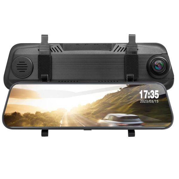 Caméra de Streaming DVR pour voiture, écran tactile de 10 pouces, rétroviseur FHD 1080P, double objectif avant 170 ° arrière, grand Angle de vue 140 °