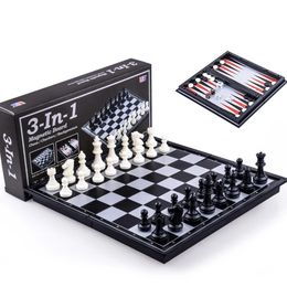 10 International Chess Set Foldable 3 In 1 Magnetic Chess Checkers Backgammon Set multifunctioneel voor feestfamilieactiviteiten 240415