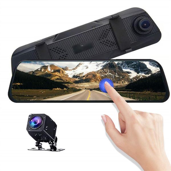 10 IPS écran tactile voiture DVR flux multimédia caméra rétroviseur avant 170 ° arrière 140 ° grand angle de vue 1080 P clair nuit visi2733