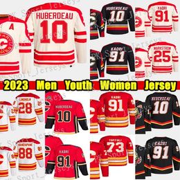 10 Jonathan Huberdeau Heritage Classic maillots de hockey 91 Nazem Kadri Jacob Markstrom Elias Lindholm Andrew Mangiapane Jarome Iginla Maillots personnalisés pour hommes et femmes