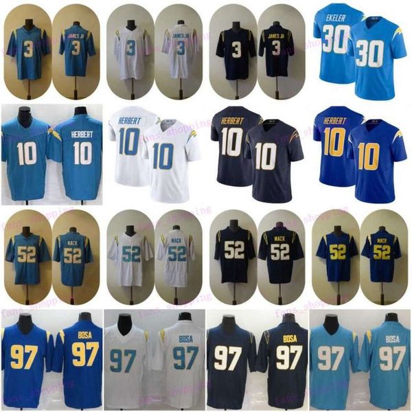 10 Justin Herbert Football Jersey Keenan Allen Derwin James Joey Bosa Austin Ekeler Khalil Mack Blue White